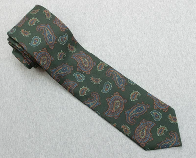 Corbata Paul Fredrick Hombre Clásica 3.5" Beige Seda Paisley 100% Seda 62" Largo Italia Foto 1 de 4