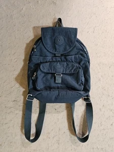 Kipling Signature Queenie Small Rucksack Tasche Handtasche graublau hellbraun Futter Nylon - Bild 1 von 12