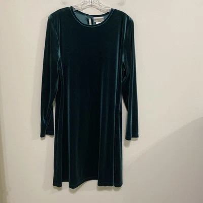 Coldwater Creek PXL бархата длинным рукавом зеленый эластичной платье - Изображение 1 из 3