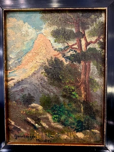 Ölbild,Pappe, Alpenlandschaft mit Matterhorn, Nikolaus Gumberger, München, - Picture 1 of 8