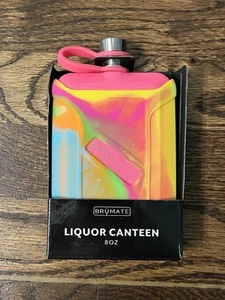 BruMate Liquor Canteen Stainless Flask / 8oz Neon Pink Tie Dye Swirl - Picture 1 of 2