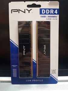 PNY Low Profile 16GB (2x8GB) RAM DDR4 3600MHz CL18 BRAND NEW FACTORY SEALED - Picture 1 of 2