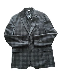 Boss Hugo Boss Blazer Herren 50R Mantel Jacke Kaschmir Flanell grau kariert Büro - Bild 1 von 11