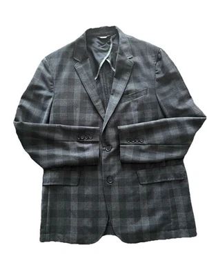 Boss Hugo Boss Blazer Mens 50R Coat Jacket Cashmere Flannel Gray Check Office - Image 1 of 4
