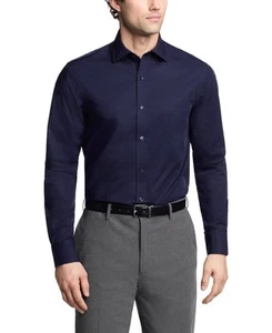Tommy Hilfiger Men Slim fit Dress Shirt Medium 15 in 32-33 Blue Solid - Picture 1 of 1