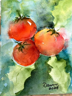 Acuarela original de tomates firmada por el artista.  ÚNICO Foto 1 de 2