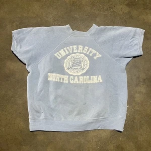 Sudadera Vintage Años 60 UNC Tarheels Azul Manga Corta Años 60 Verdadera Vintage - Imagen 1 de 5