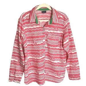 Columbia PFG XL Rosa Blanco Velero Lino Camisa Manga Larga Botón Frontal Pesca - Imagen 1 de 13