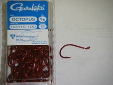 GAMAKATSU OCTOPUS RED FISHING HOOKS 100 PK SIZE 5/0 STOCK #02315-100 RED