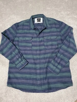 Рубашка мужская Quiksilver размер XL на пуговицах обычный крой в полоску карманы с длинным рукавом - Изображение 1 из 4