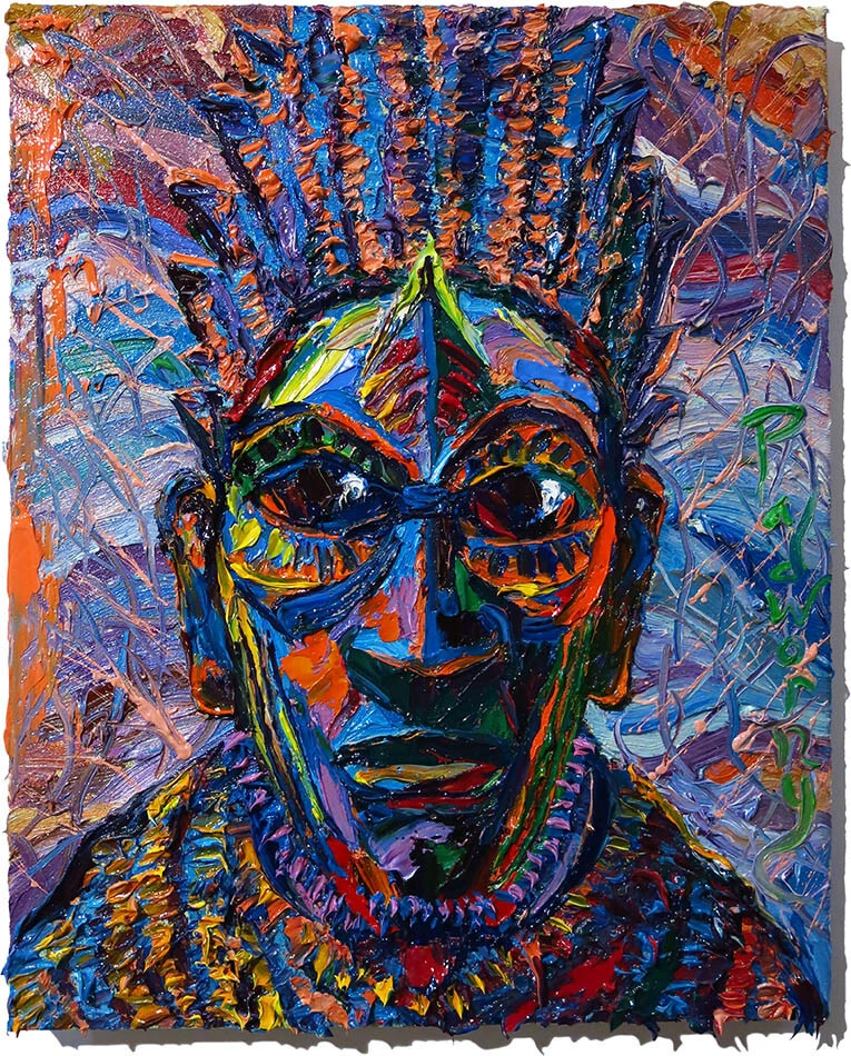 AFRICAN MASK OIL█PAINTING█REALISM ART█SIGNED VINTAGE ORIGINAL█EXPRESSIONIST POP - Image 1 of 4