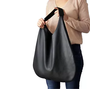 ❤️ große schwarze Leder Hobo Schultertasche Handtasche Weekender - Bild 1 von 7
