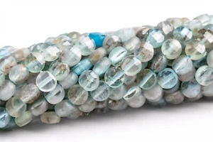 4x2 mm Aquamarin Facettiert Flach Rund Knopf Echter Natur Edelstein Lose Perlen - Bild 1 von 4