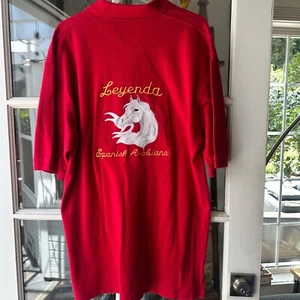 Vintage Embroidered Red Legend Spanish Arabian Horse Polo Size Large Art - Picture 1 of 4