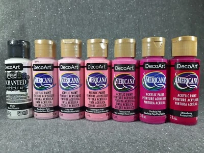 DecoArt Americana SET di 7 toni rosa colore acrilico 7 x 59 ml varie tonalità rosa