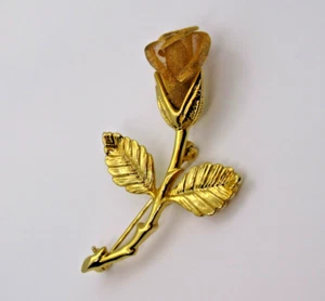 Vintage AAI Gold Tone Rose Brooch Romantic Floral Pin Elegant Jewelry Gift - Picture 1 of 7