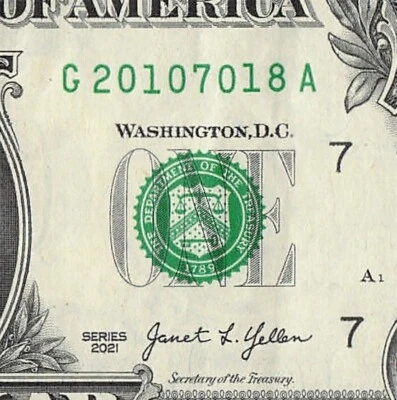 JULY 18 2010 Birthday Date Note Fancy Serial Number One Dollar Bill G20107018A - Image 1 of 4