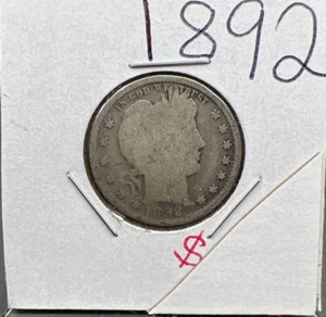 1892 P Barber Silver Quarter Coin Choice AG First Year Of Issue - Picture 1 of 4