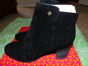 TORY BURCH "SABE" Black Split Suede 65mm Bootie Side Zip Boot Sz 11 New in Box - Picture 1 of 11