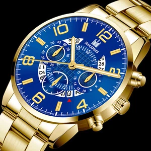SHAARMS Fashion Stainless Steel Watch Mens Casual Calendar Quartz Wrist Watches - Picture 1 of 16