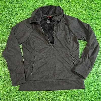 The North Face Jacket Women's L Gray Floral Allover Sherpa Lined 1/2 Zip 19x24 - Image 1 of 4