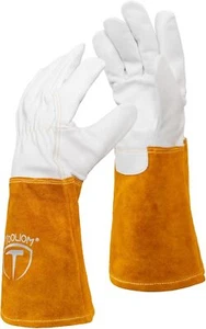 Guantes TIG de piel de cabra mediana de 14 pulgadas - puño de cuero de vaca, forro suave y alta destreza - Imagen 1 de 1