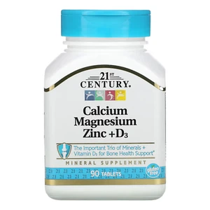 Calcium Magnesium Zinc +D3 - 90 Tablets Bone Health Support 21st Century - Picture 1 of 5