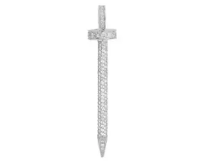 14K White Gold Nail Real Diamond 2.25" pendant 2CT - Picture 1 of 5