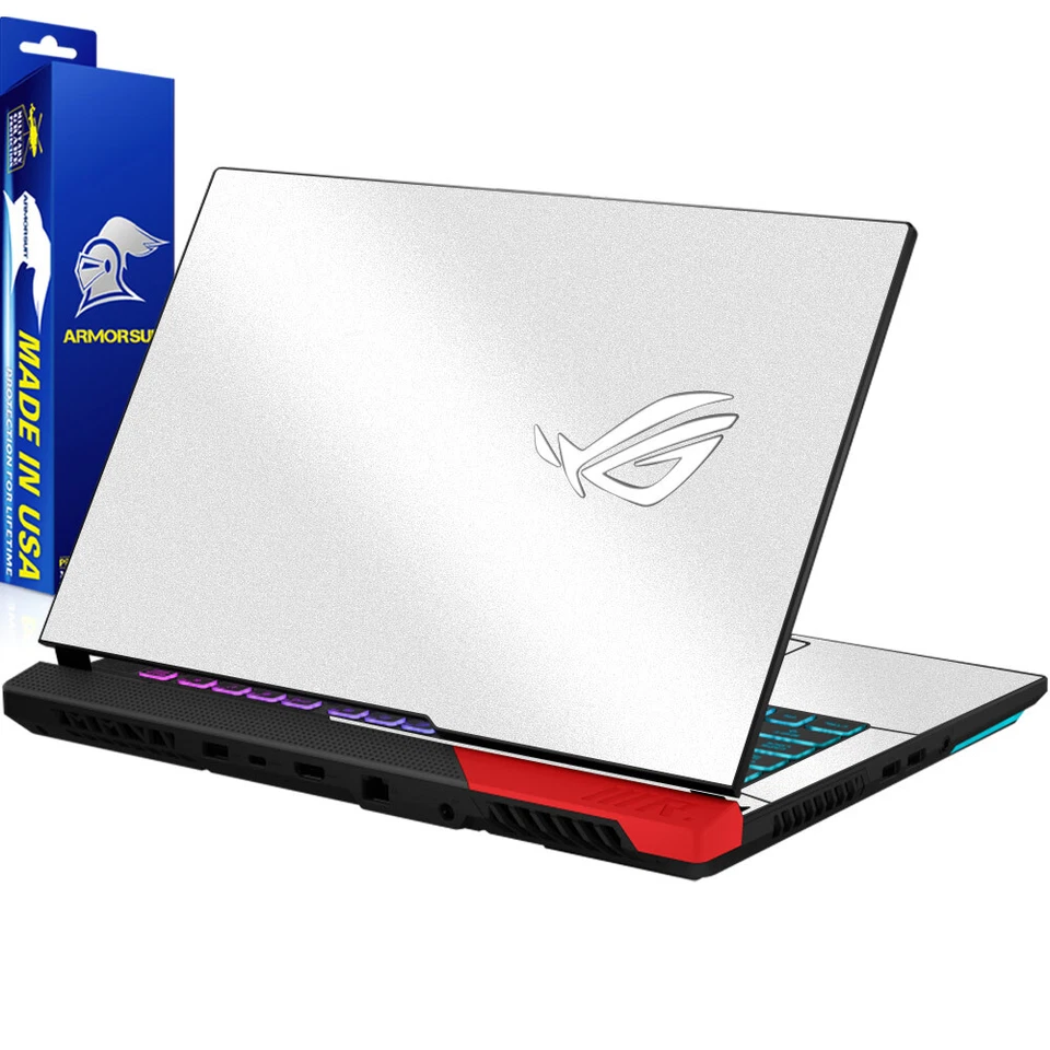 Película envolvente de piel de fibra satinada de aluminio blanco Armorsuit para Strix G15 (2021-2022) Foto 1 de 1