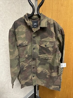Vans Camo Long Sleeve Canvas Denim Shirt Jacket Mens Medium Pockets  - Image 1 of 4