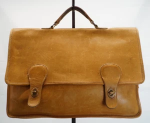 Vintage 70's Coach New York #0876 Tan Leather Business Briefcase Messenger Bag - Picture 1 of 8