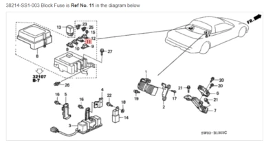 Unidad de control de fusibles de bloque NSX original OEM HONDA ACURA ☆ 38214-SS1-003 ☆ Foto 1 de 2