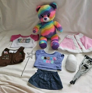 BUILD A BEAR Lot Rainbow Plush Girl Scout Clothes Crutches Cast Wand More BAB - Picture 1 of 8