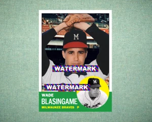 Wade Blasingame Milwaukee Braves 1963 Style Custom Baseball Art Card - Picture 1 of 2