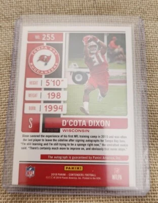 D-2019 Panini Contenders Rookie Ticket D'Cota Dixon #255 Rookie Auto RC NM - Image 1 of 4