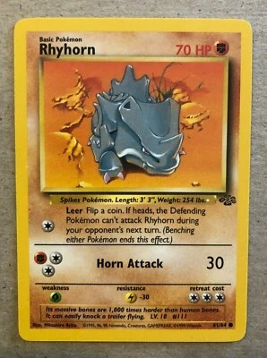 Rhyhorn 61/64 Jungle Set - Common Pokemon Card - Image 1 of 2