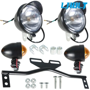 LABLT Black Passing Driving Spot Fog Lamp w/ Turn Signal Lights For Motorcycle - Picture 1 of 12