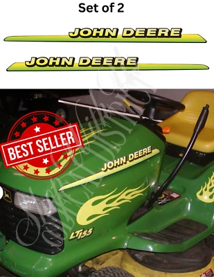 325, 335 or 345 Lawn Tractor Hood Premium John Deere Decals Vinyl Decal Set of 2 - Image 1 of 4