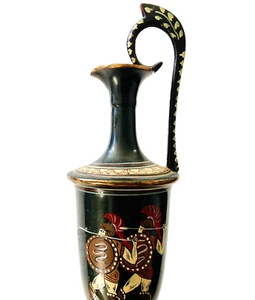 Copper Ewer Pitcher Ancient Greek Warriors Black 9" Gay Sparta Rugby Thighs MCM - Picture 1 of 9