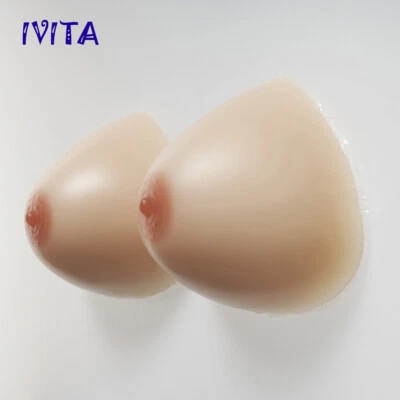 IVITA Triangle Shape H Cup Silicone Breast Form Crossdresser Huge Fake Boobs - Image 1 of 4