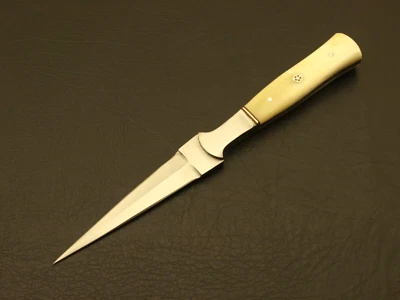 Cuchillo daga de caza de acero damasco forjado a mano personalizado hoja fija cuchillo + funda Foto 1 de 4