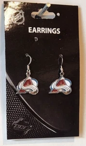 Colorado Avalanche Dangle Earrings (Chrome) NHL Licensed Hockey Jewelry - Picture 1 of 3