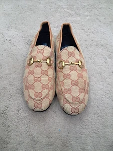 Gucci Jordaan Loafer GG beige Canvas Shoes Women's Size 36 eu / 6 us - Picture 1 of 14