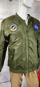 Asstseries NASA Bomber Jacket Space Aeronautics USA Flag Full Zip @99 Patches Xl - Picture 1 of 10