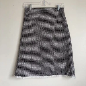 Falda Erica Tanov Mezcla de Lana Línea A Dobladillo Deshilachado en Marrón/Crema Talla 0 - Imagen 1 de 7