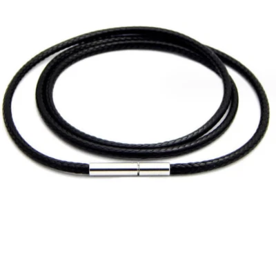 1.5mm Black Rope Leather Cord Chain Necklace Stainless Steel Clasp 14-32inch - Image 1 of 3