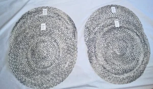 NWT Pier 1 Imports 4 Count Mesa Woven 15” Round Placemats, Gray & Neutral Tones - Picture 1 of 8