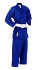 Unisex Karateanzug Judoanzug  Erwachsene Kinder  Blau mit Weißen Gürtel 110-200
