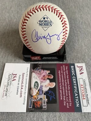 TEXAS RANGERS- CHRIS YOUNG AUTOGRAPH 2023 WORLD SERIES LOGO BASEBALL JSA AT33264 Foto 1 de 2