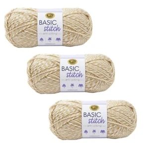 Lion Brand Yarn, Basic Stitch tan/white 202-603, Bundle if 3. Crochet Supplies - Picture 1 of 2